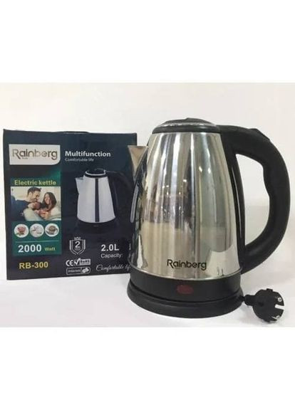 Чайник электрический дисковый с защитой от перегрева 2 л электрочайник RB 804 Черный Rainberg (306716792)