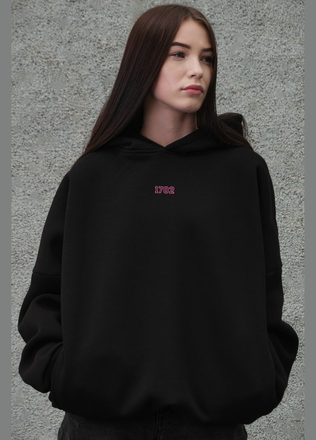 Жіноче Оверсайз Худі Толстовка На Флісі З Капюшоном Та Принтом 1702 Pink Without (303360328)