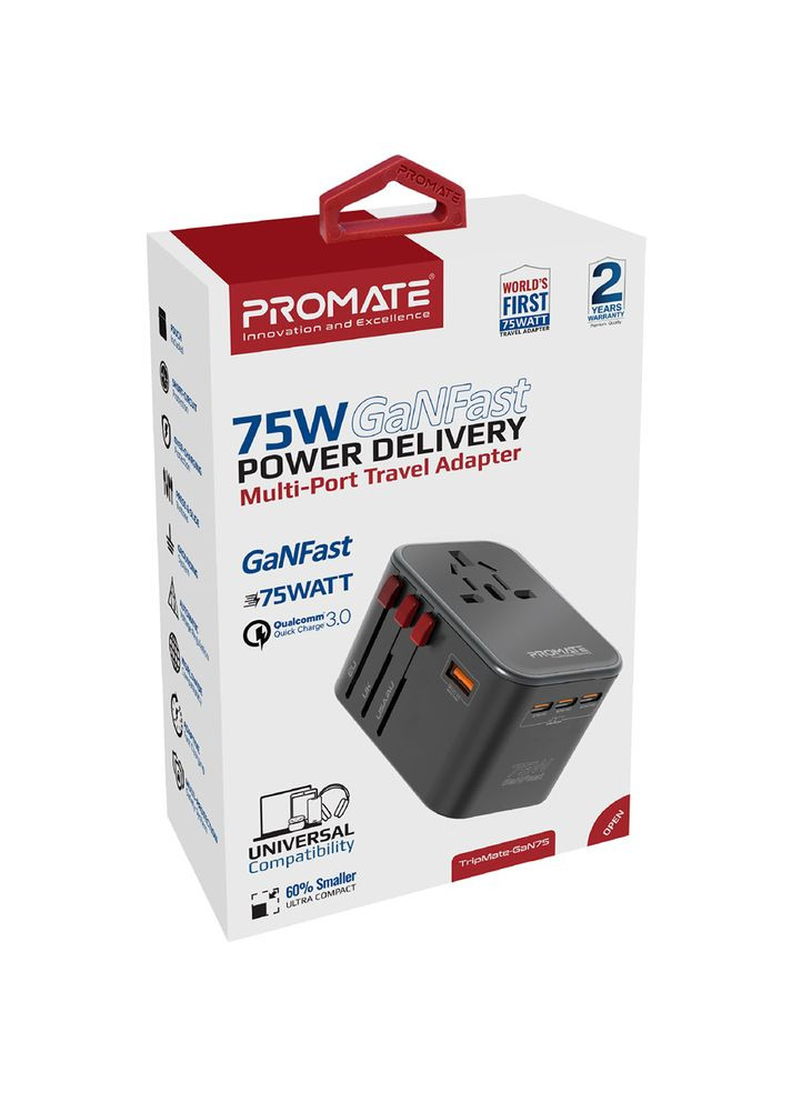 Мережевий зарядний пристрій Tripmate-GaN75 (tripmate-gan75) Promate (323049902)