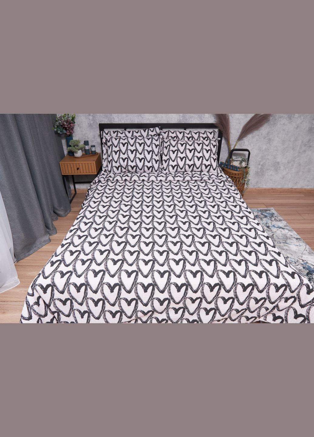 Комплект постільної білизни Жатка «» сімейний 143х210х2 наволочки 2х70х70 (MS-820001940) Moon&Star Pink Love (285717540)