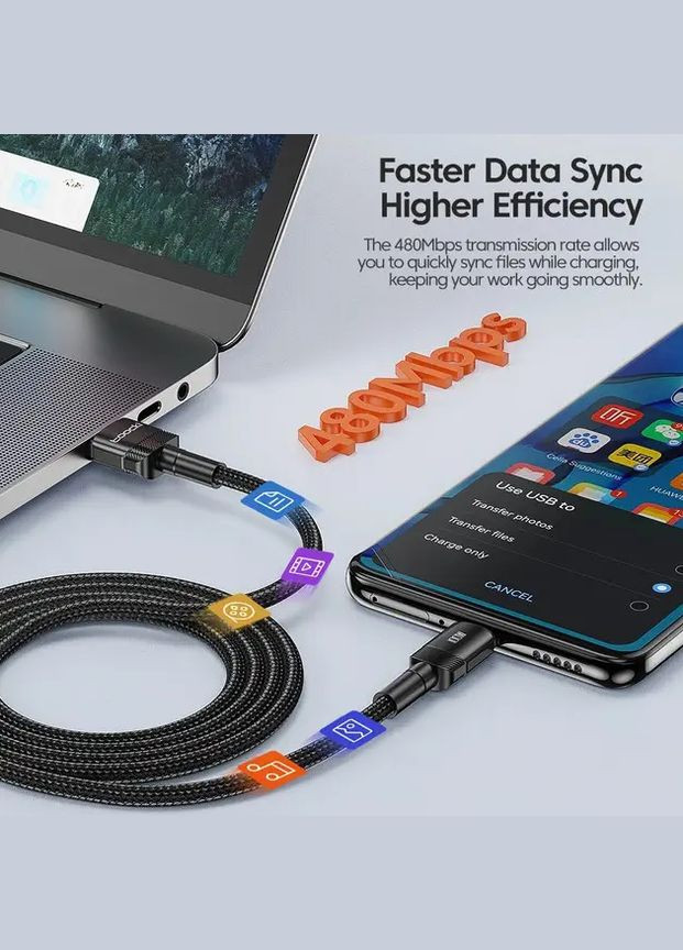 Кабель 100W 20V/5A USB-A to Type-C для швидкої зарядки 3м (TXCT-HY01/360) Black Toocki (305066356)