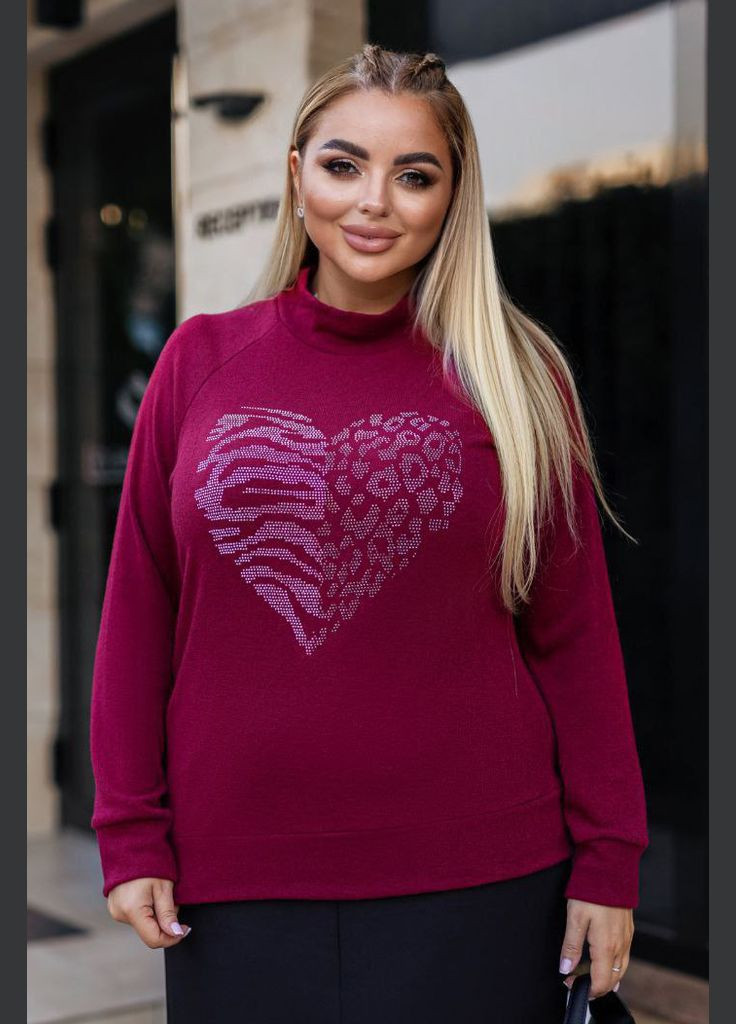 Бордовий демісезонний светр жіночий бордового кольору пуловер Let's Shop