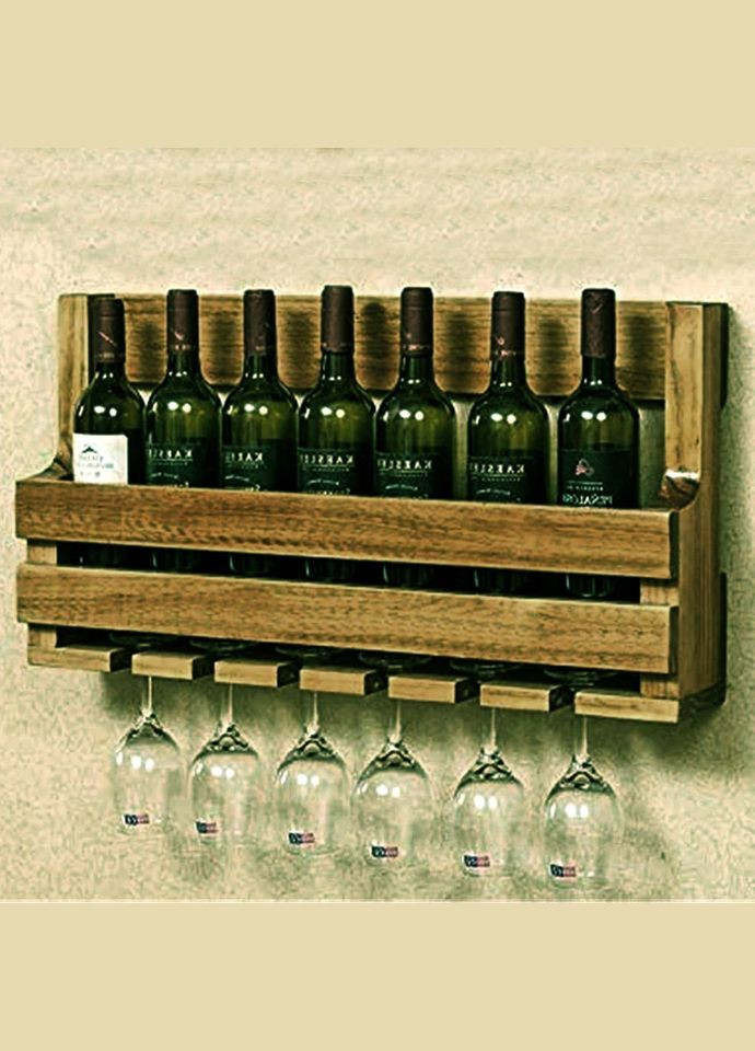 Настінна винна полиця з дерева Мацудо палісандр (ПНК-006202) No Brand (327423299)