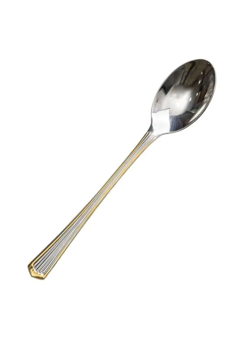 Набір ложок для кави 6 штук з нержавіючої сталі ложки для кави 12.3 см Срібло із золотим обрамленням HP-20-35 Jooki (358706057)