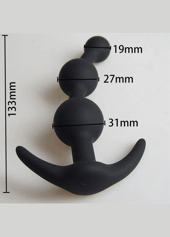 Силіконовий анальний ланцюжок намисто з кільцем пробка для анала затичка чорна No Brand (341309878)