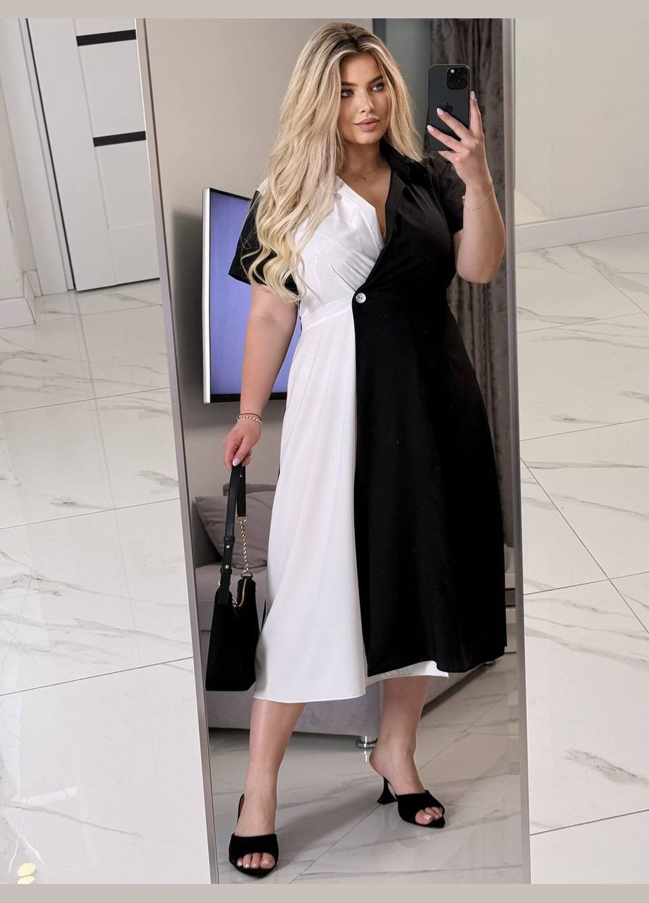 Черно-белое повседневный, вечернее платье Україна однотонное