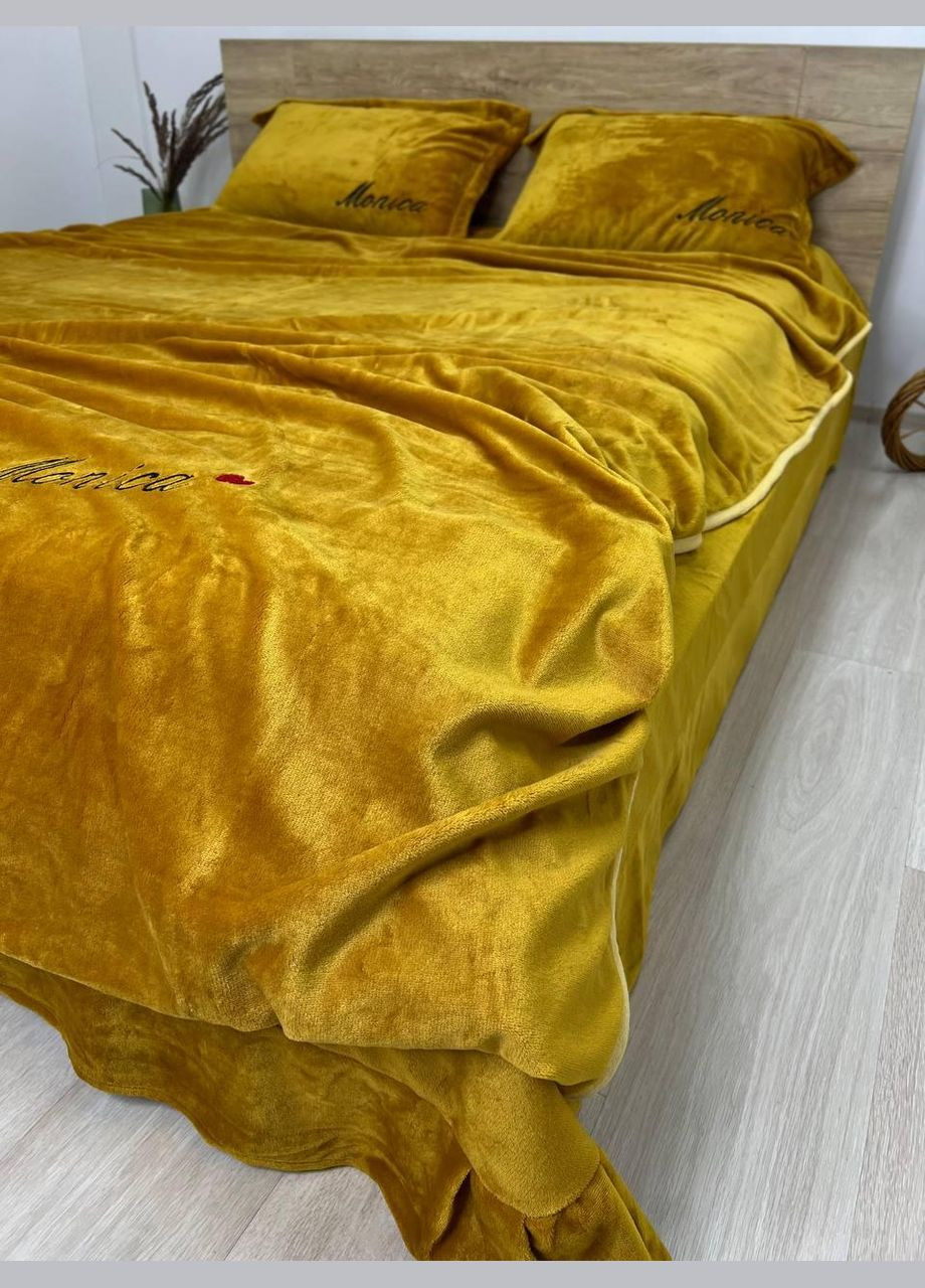 Постільна білизна велюрова євро 200x220 см жовта (П4К-monika01-37) No Brand (306633253)