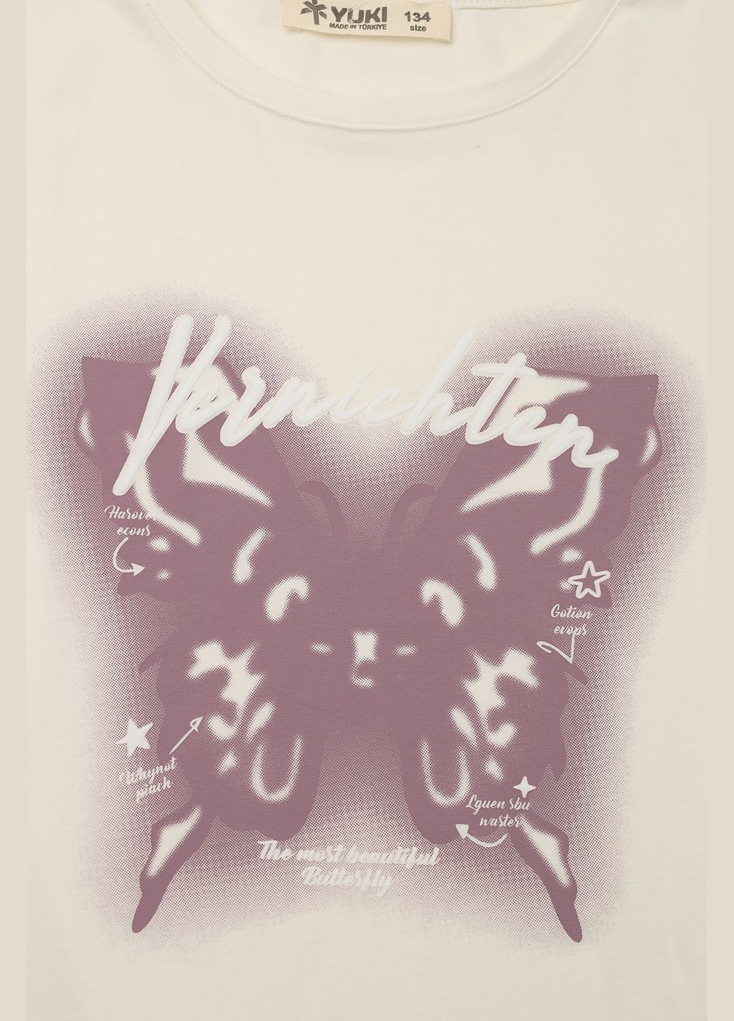 Молочная летняя футболка с коротким рукавом для девочки цвет молочный цб-00273326 Yuki