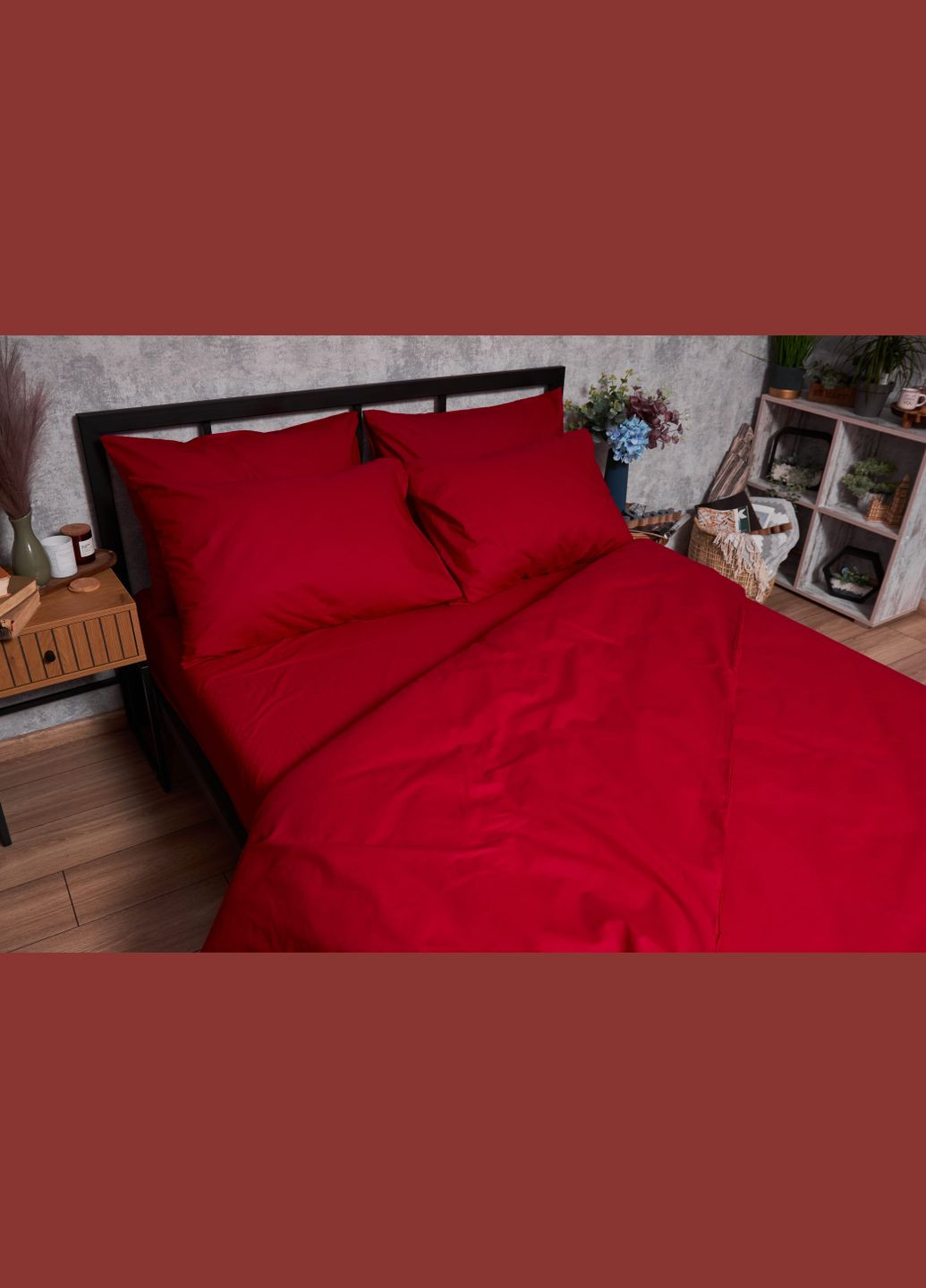 Комплект постельного белья Бязь Gold Люкс евро 200х220 наволочки 2х40х60 (MS-820003125) Moon&Star Cherry Red (288044157)