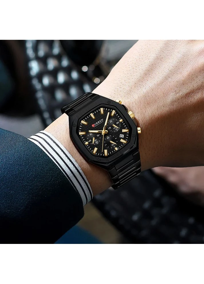 Годинник 8459 Black чоловічі кварцові з хронографом та календарем стильні чорні стрілочні (546708) ProDobro (367267348)