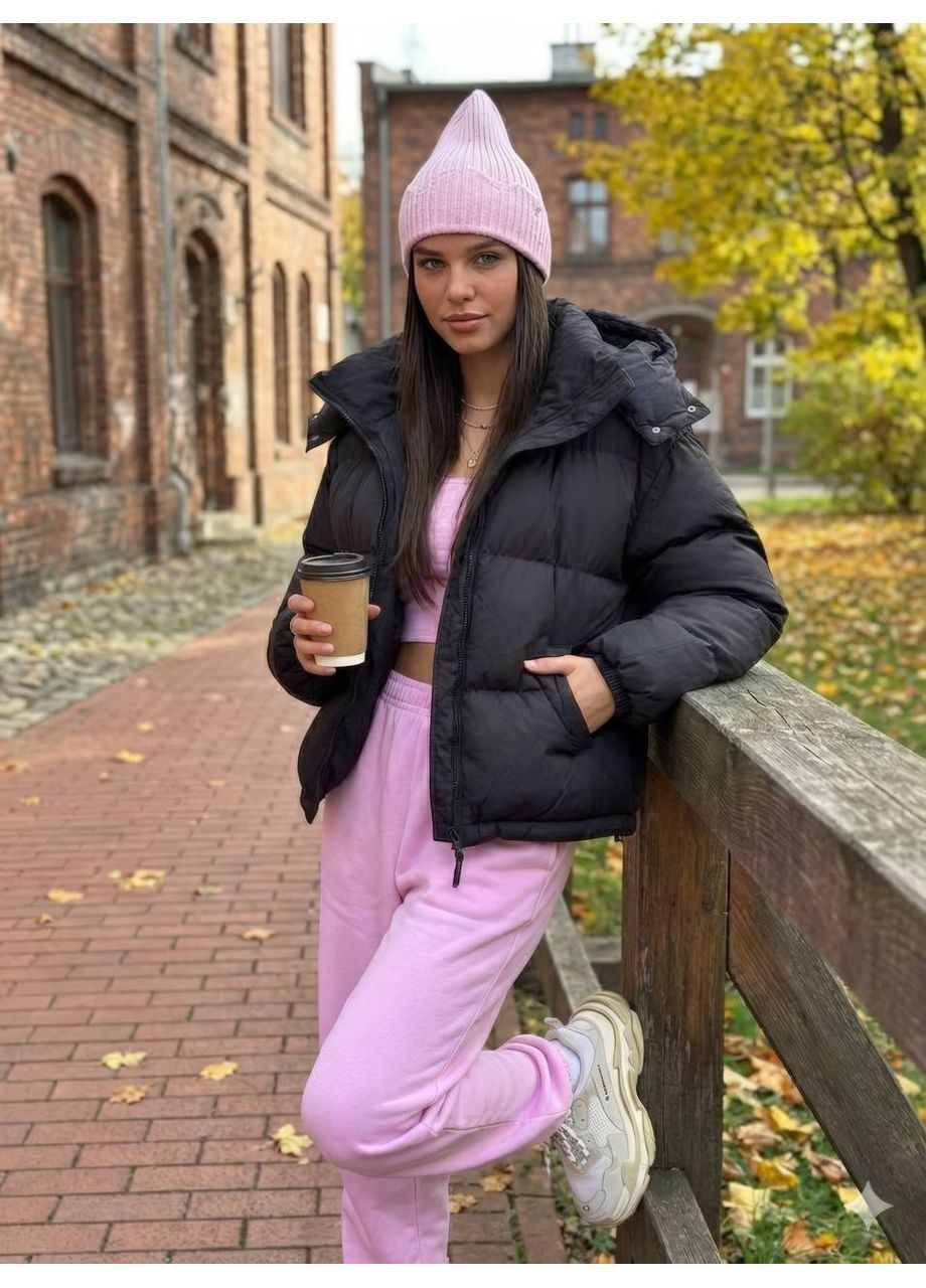 Чорна зимня жіночий об’ємний пуховик Avanti