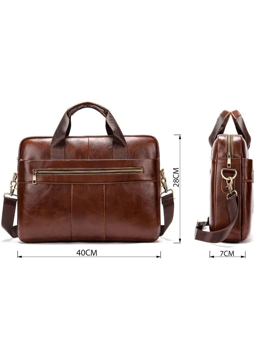 Деловая мужская сумка из зернистой кожи 14836 Коричневая. Vintage (298569016)