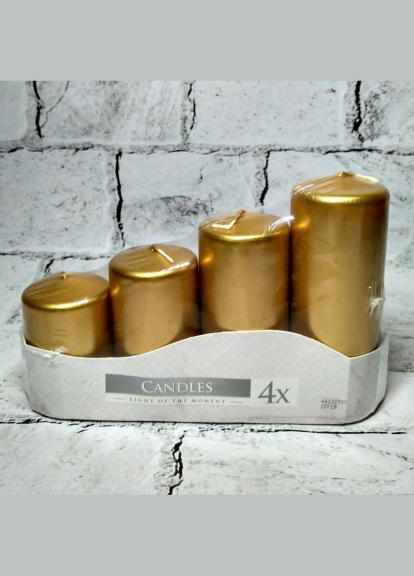 Свічки парафінові перламутр набір 4 шт Золоті Bispol (331633386)