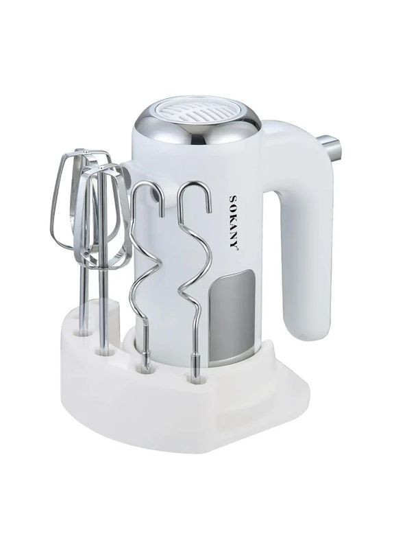 Миксер ручной 2 насадки венчики и крюки для теста белый SK-02025 Sokany (370974568)