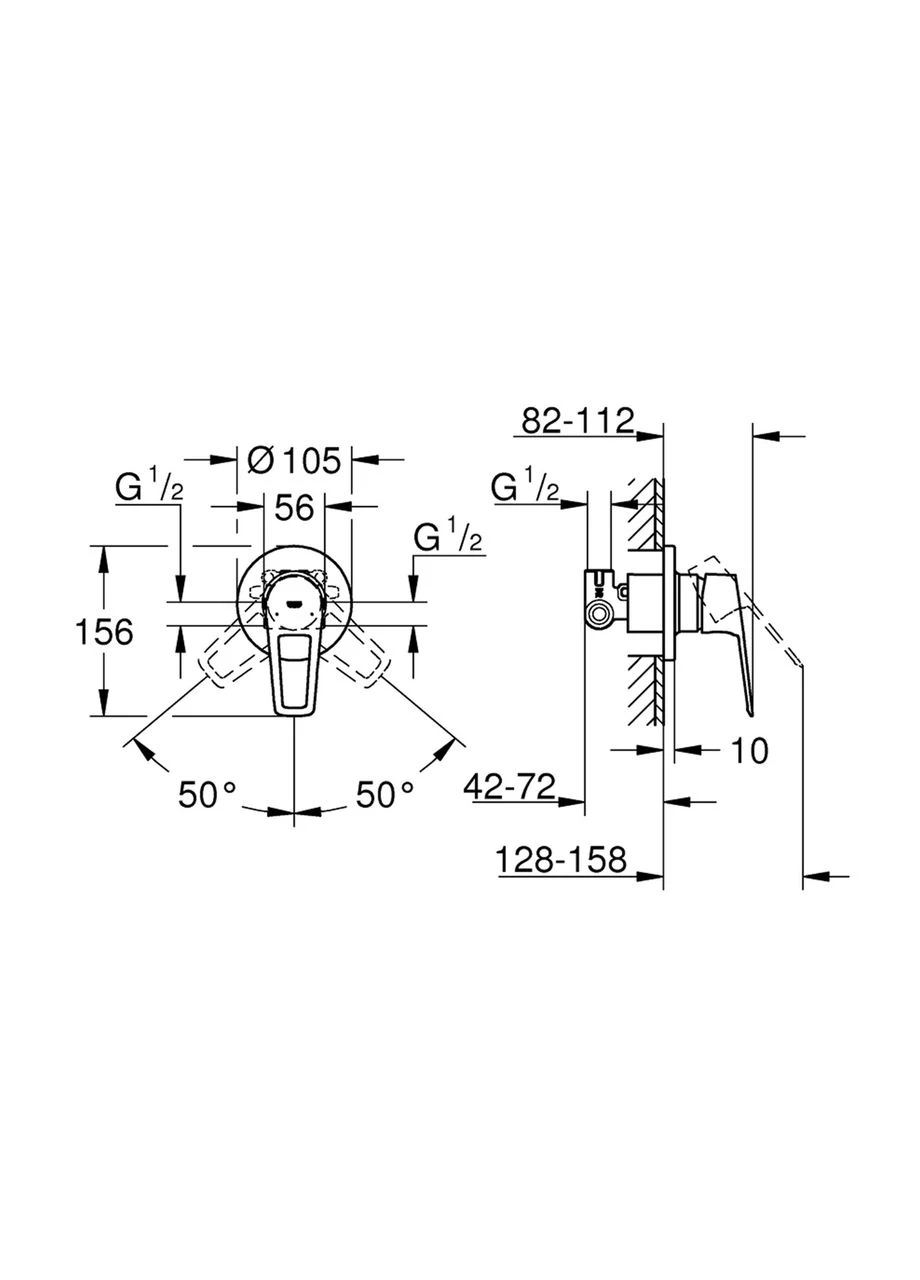Смеситель скрытого монтажа для душа BauLoop New 29042001 Grohe (392921540)