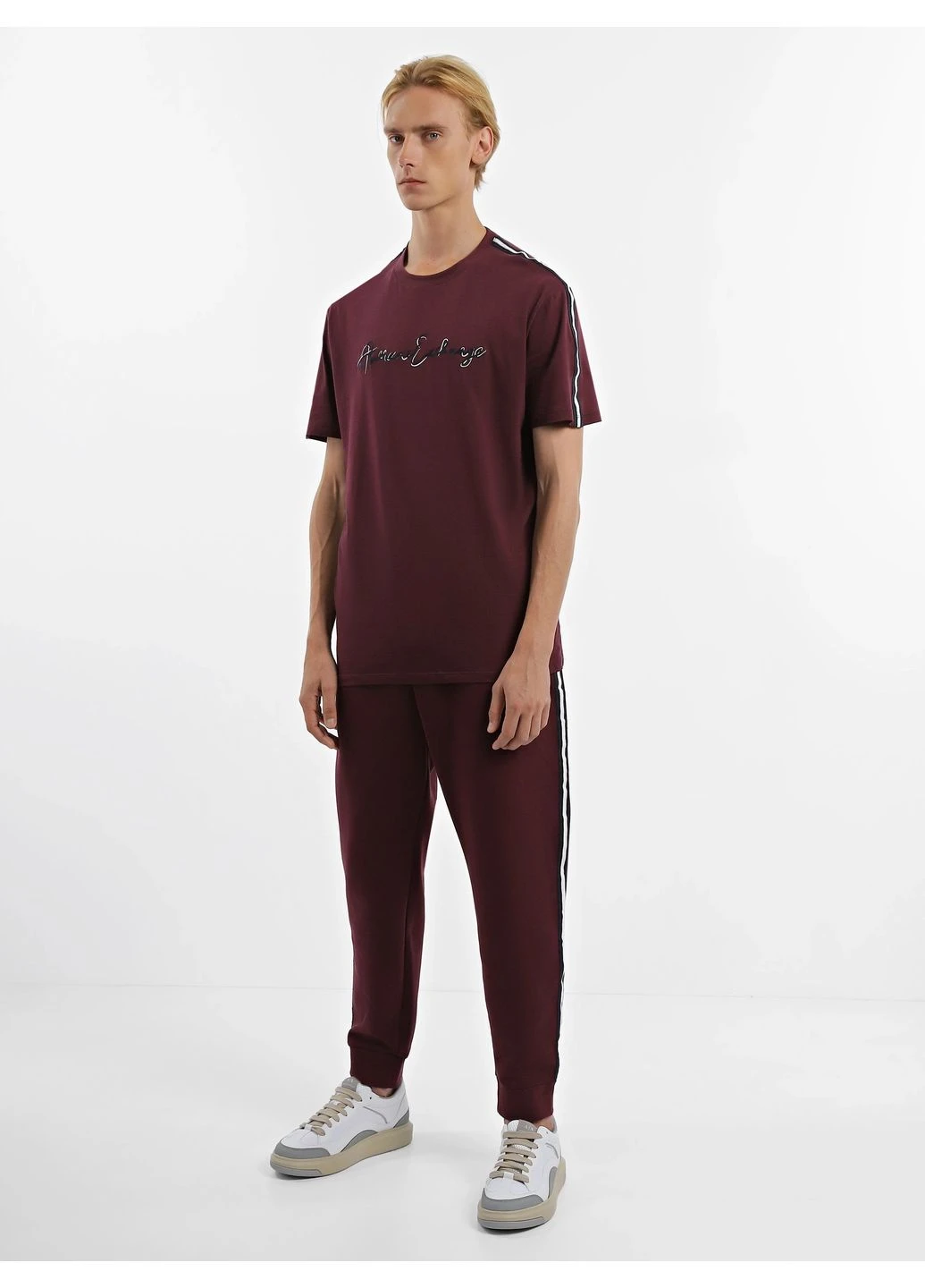 Бордовые кэжуал зимние брюки Armani Exchange