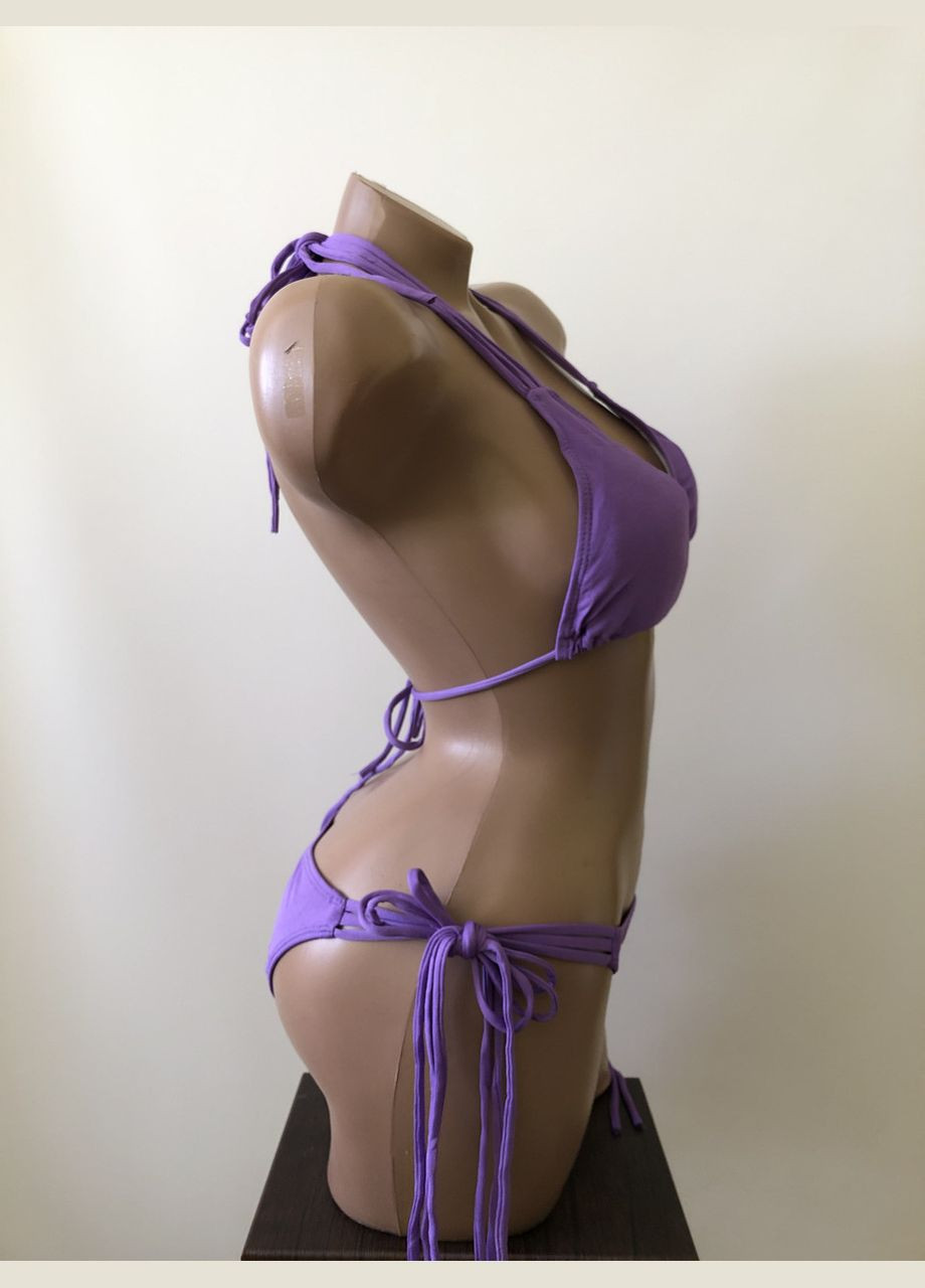 Фіолетовий літній жіночий роздільний купальник на зав'язках No Brand