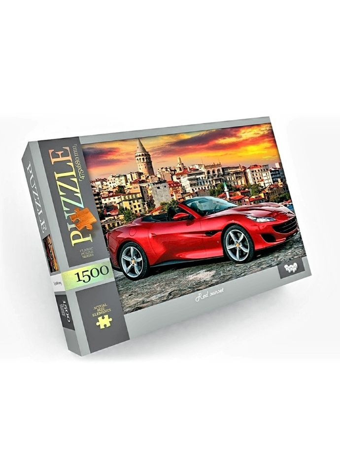 Пазл классический картонный Red sunset 1500 элементов C1500-04-10 Красная машина Danko Toys (328265483)