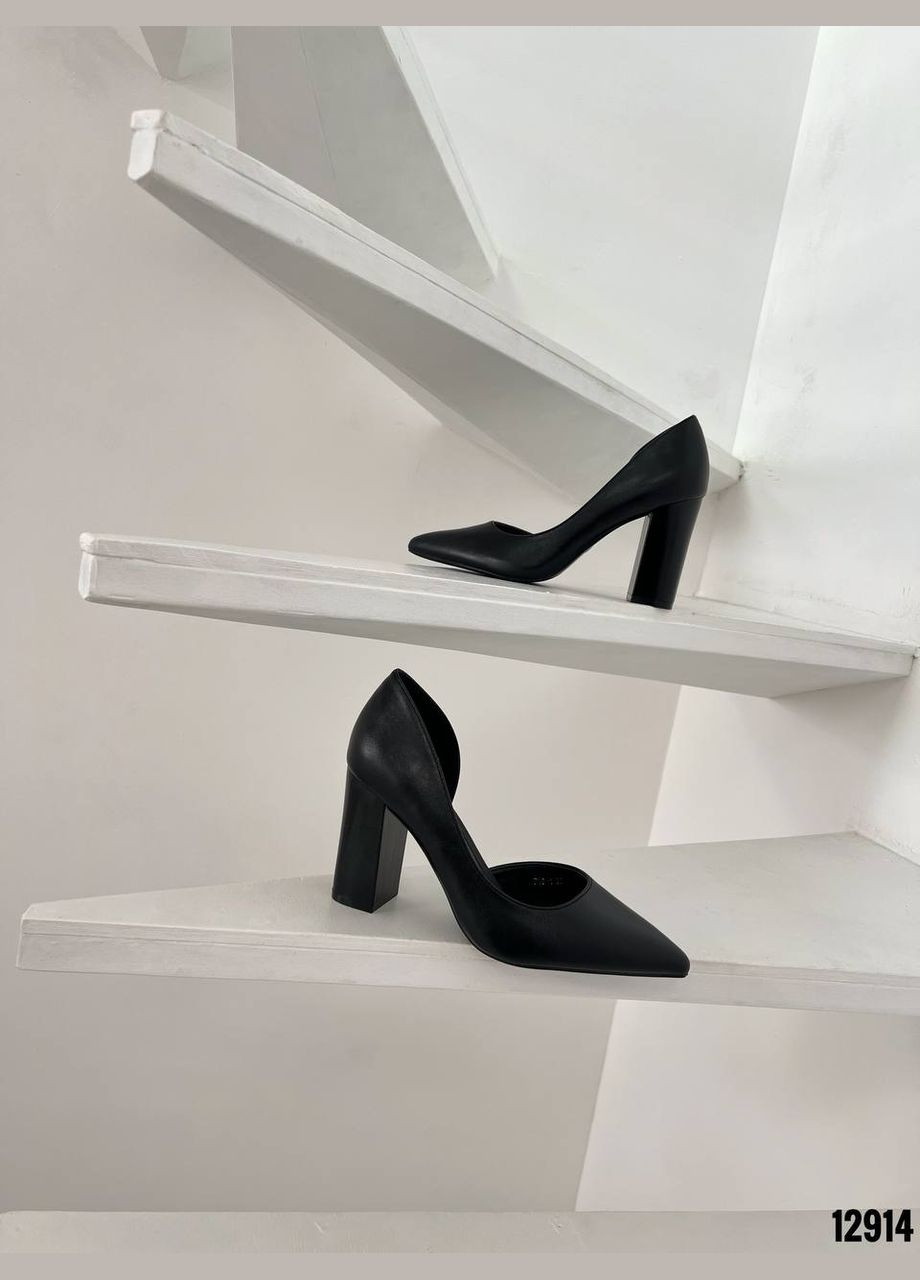 No Brand Черные классические туфли на каблуке из эко-кожи. черный з, — (332196848)