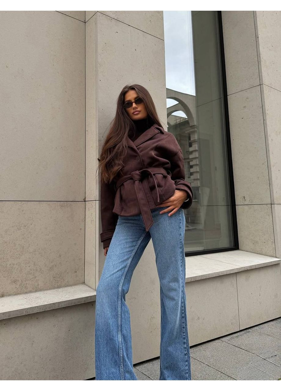 Коричневое демисезонное Женское пальто из кашемира на подкладке. GD/GL Модний простір