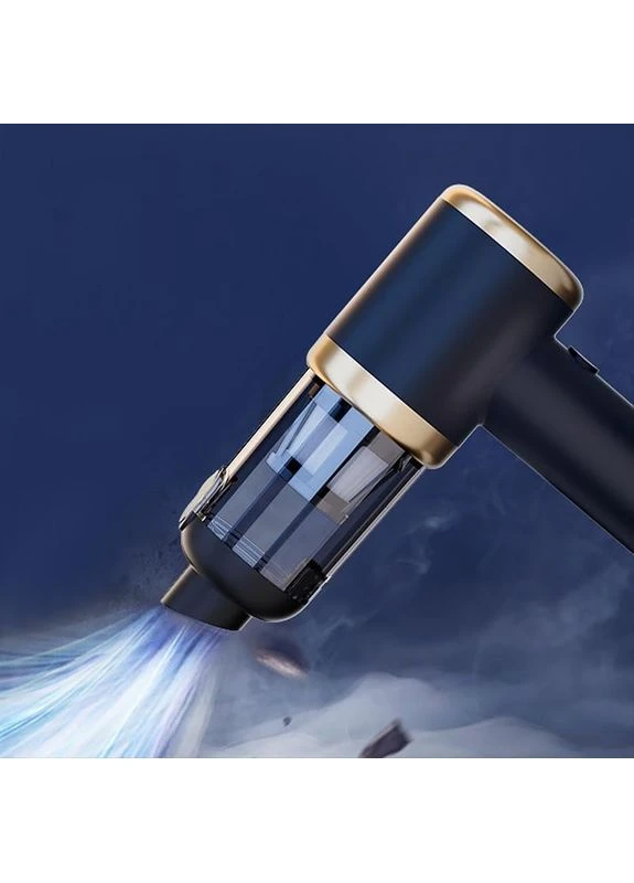 Портативний автомобільний пилосос 50Вт TYPE-C на аккамуляторі 2000 mAh з насадками і сумкою T-132 Black+Gold Helloleiboo (350349346)