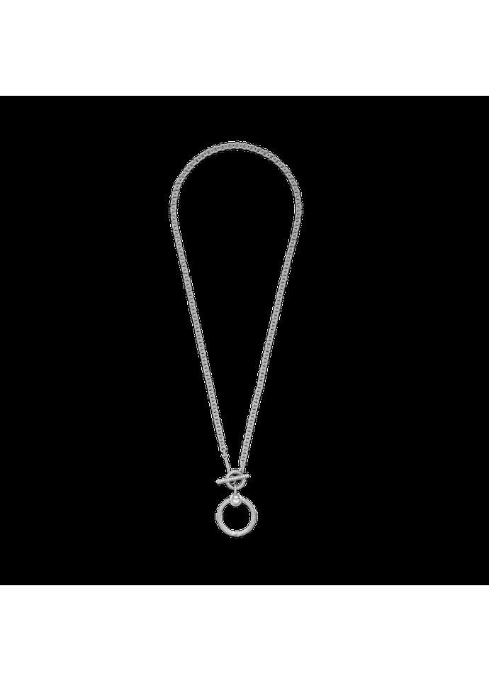 Серебряное ожерелье с кулоном O и Т-образной застежкой 391157C00 Kabluchka (355462840)