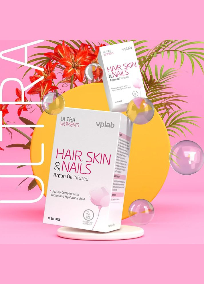 Витамины и минералы Ultra Women's Hair, Skin & Nails, 90 капсул для женщин VPLab Nutrition (334707305)
