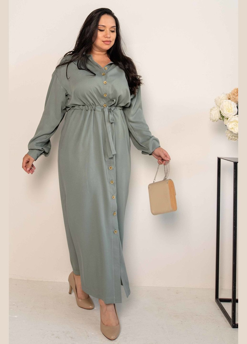 Оливковое деловое, кэжуал, праздничный платье ри мари джади пл 1121 рубашка RiMari