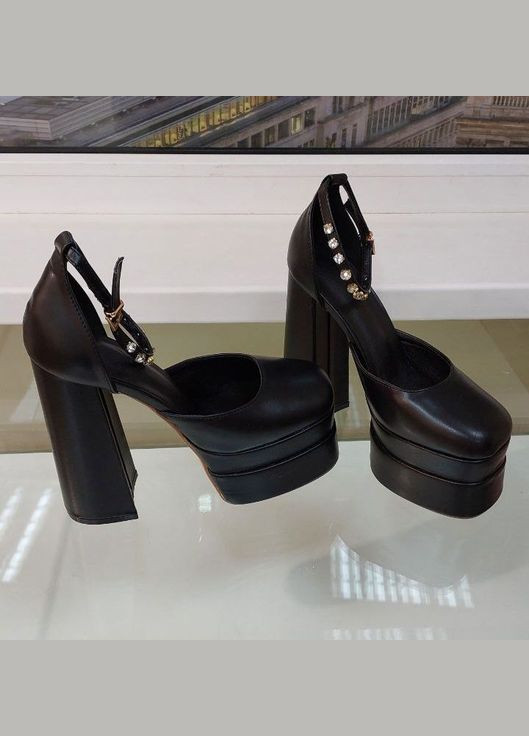 No Brand Святкові жіночі туфлі чорні шкіра на платформі - Чорний колір чорний з штучна шкіра, — літо (322414743)