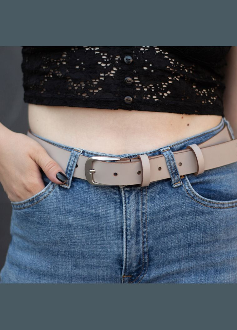 Кожаный женский ремень с серебряной пряжкой SD Handmade (357489772)