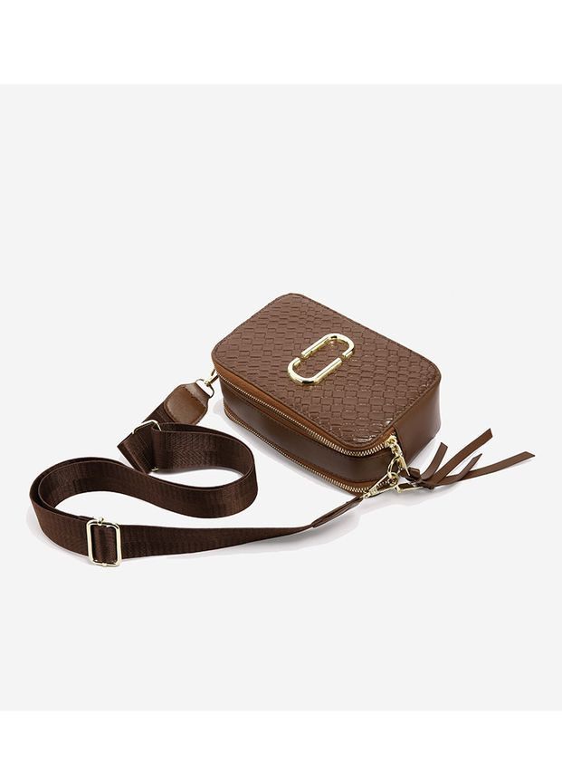 Модная простая плетеная сумка через плечо женская коричневая КиП (315919441)