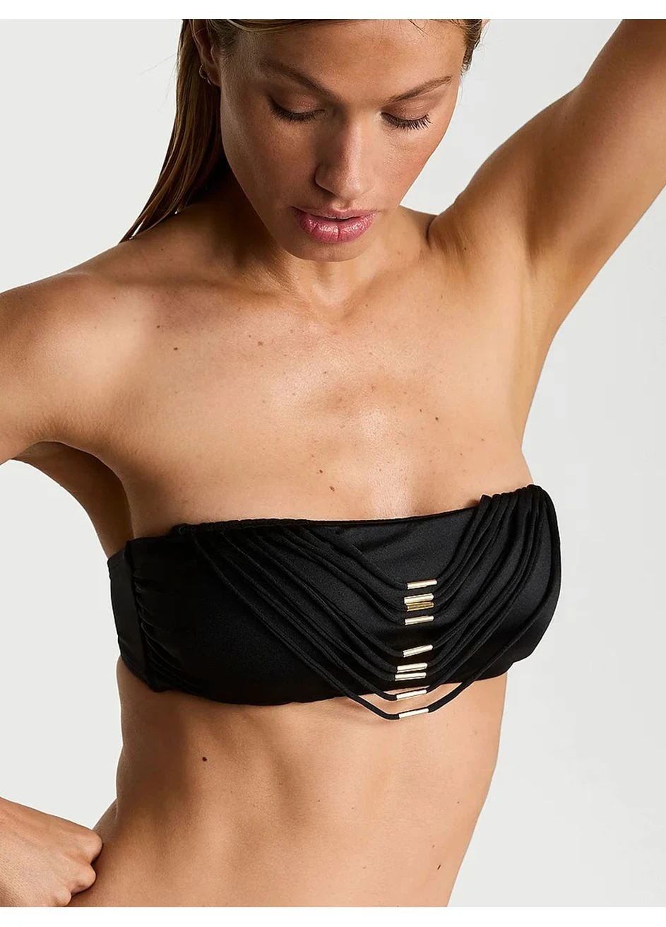 Чорний літній купальник (ліф, трусики) бандо, роздільний Victoria's Secret