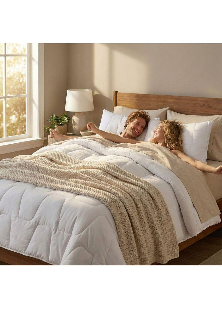 Ковдра зимова напівторна 175х210 см штучний пух, для готелів, дому, тепла ковдра біла IDEIA (367726584)