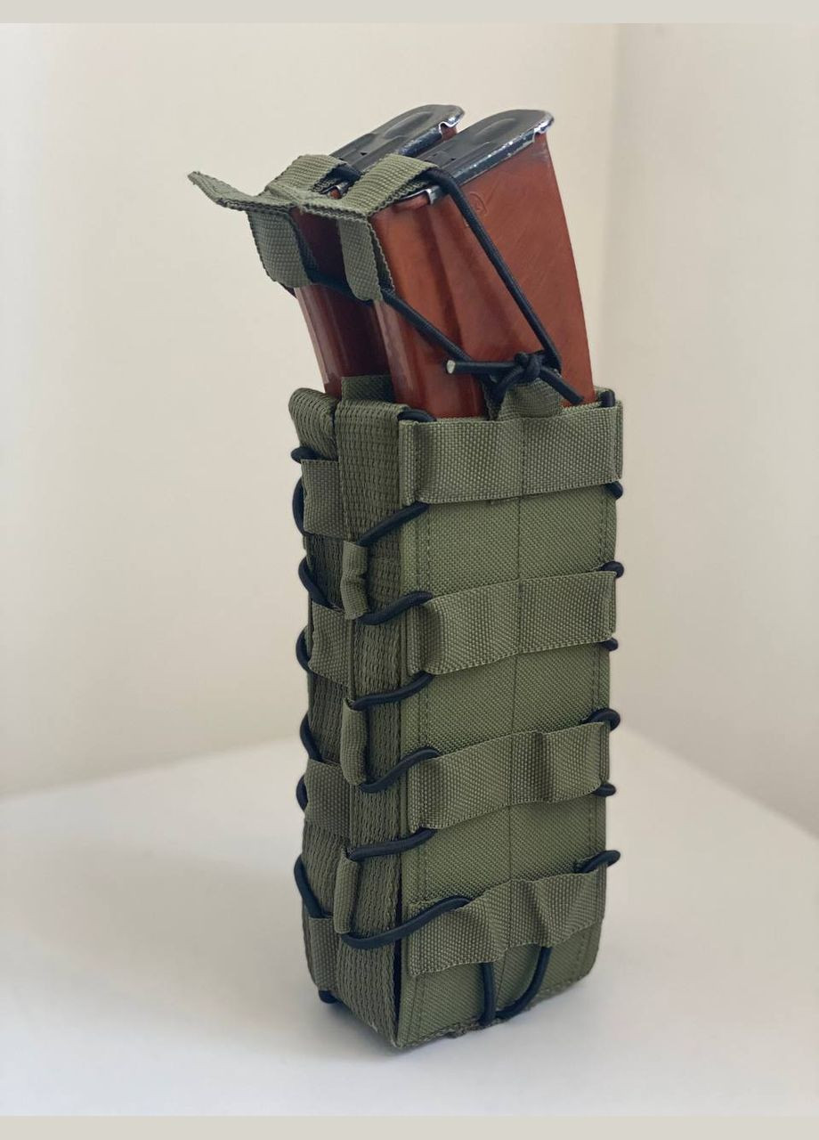 Подвійний штурмовий підсумок для магазинів АК з пластиковими вставками ClefersTac М22 X, Oxford 600D олива (5024605Х) Clefers (330615109)