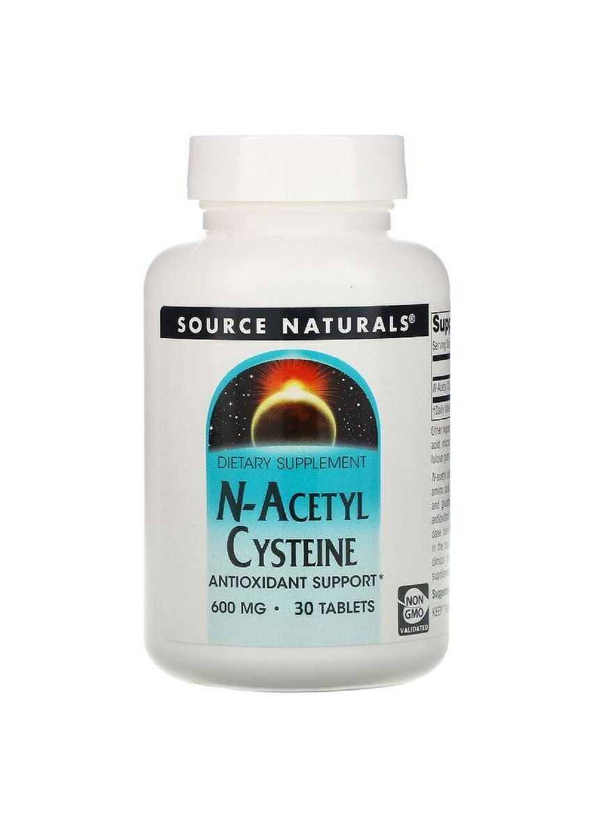 NAC (N-Ацетил-L-Цистеїн), 600 мг, N-Acetyl Cysteine,, 30 таблеток Source Naturals (369741860)