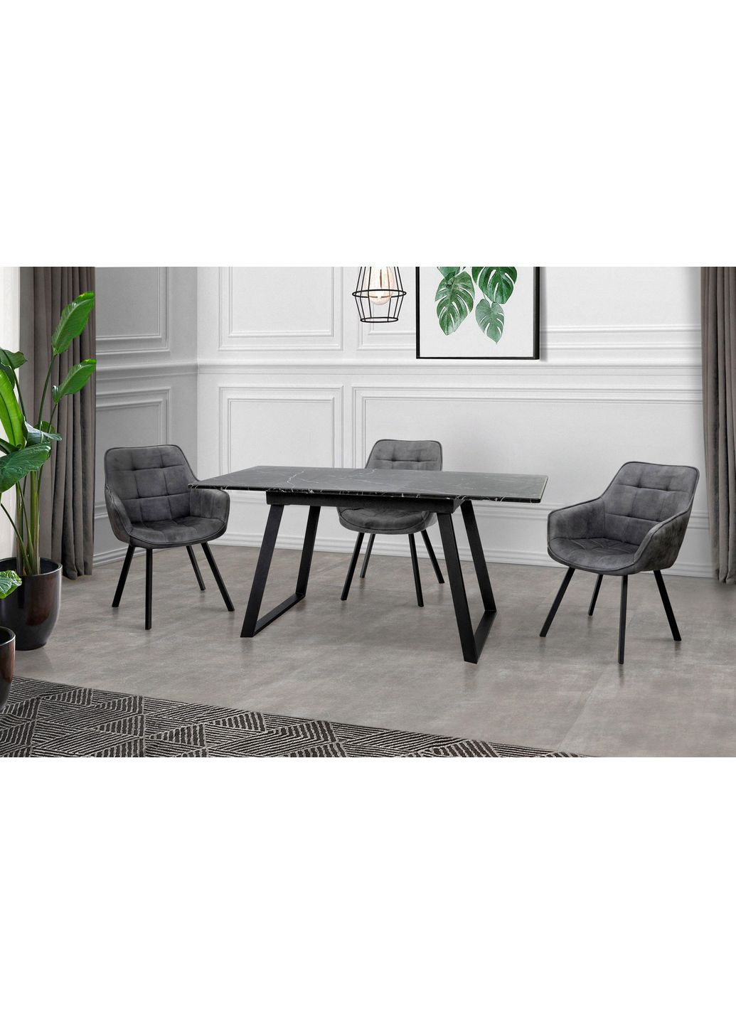 Стіл-трансформер кухонний розкладний TANDEM Чорний/Мармур чорний 857495-02 857495 Comfort Line (355467918)