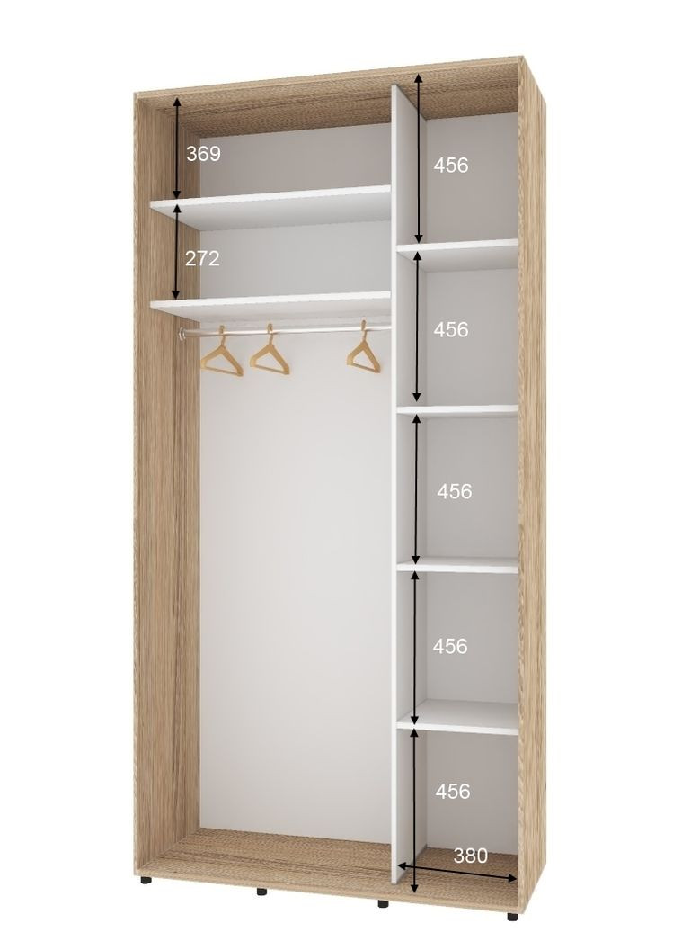 Шафа-купе дводверна 100*60*240 см Натуральний ДСП + Дзеркало Стандарт Комфорт Меблі (360438559)