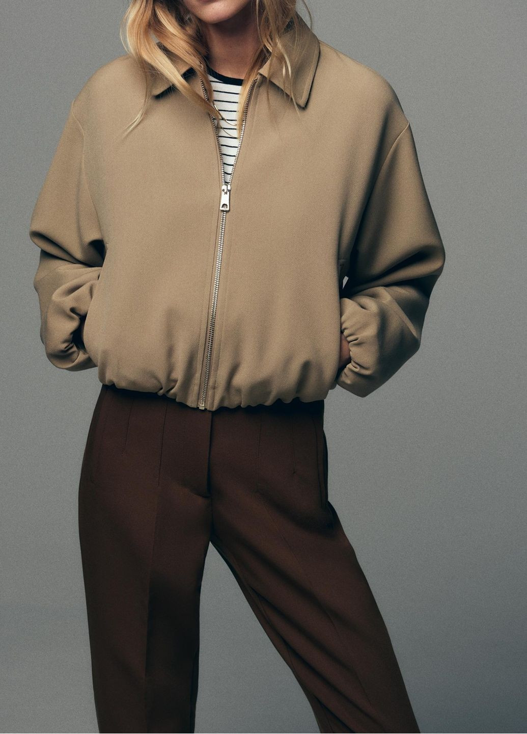 Светло-коричневая демисезонная куртка Zara