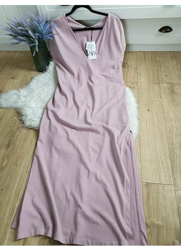 Рожева сукня варенка міді довжини Zara