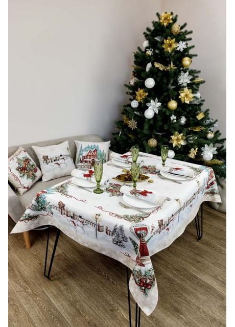 Скатертина гобеленова Святковий будинок 135х300 см Різнокольоровий (7390) Прованс (361785056)