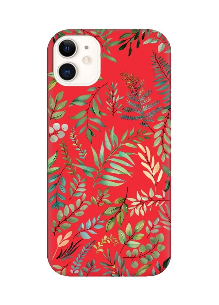 Матовий червоний чохол на Apple iPhone 11 (6.1):: Рослинний фон (принт 377) Creative (360699916)
