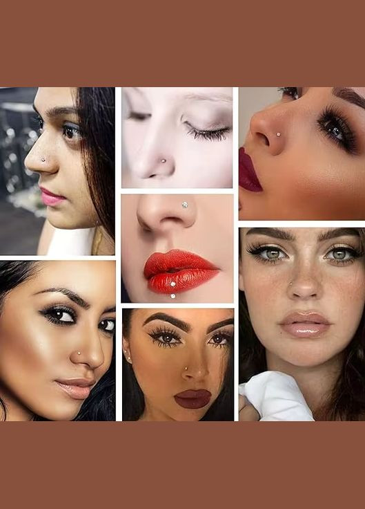 Серьги гвоздики пирсинг в нос с кристаллами стразы для носа различных цветов с медом. стали No Brand (339869649)