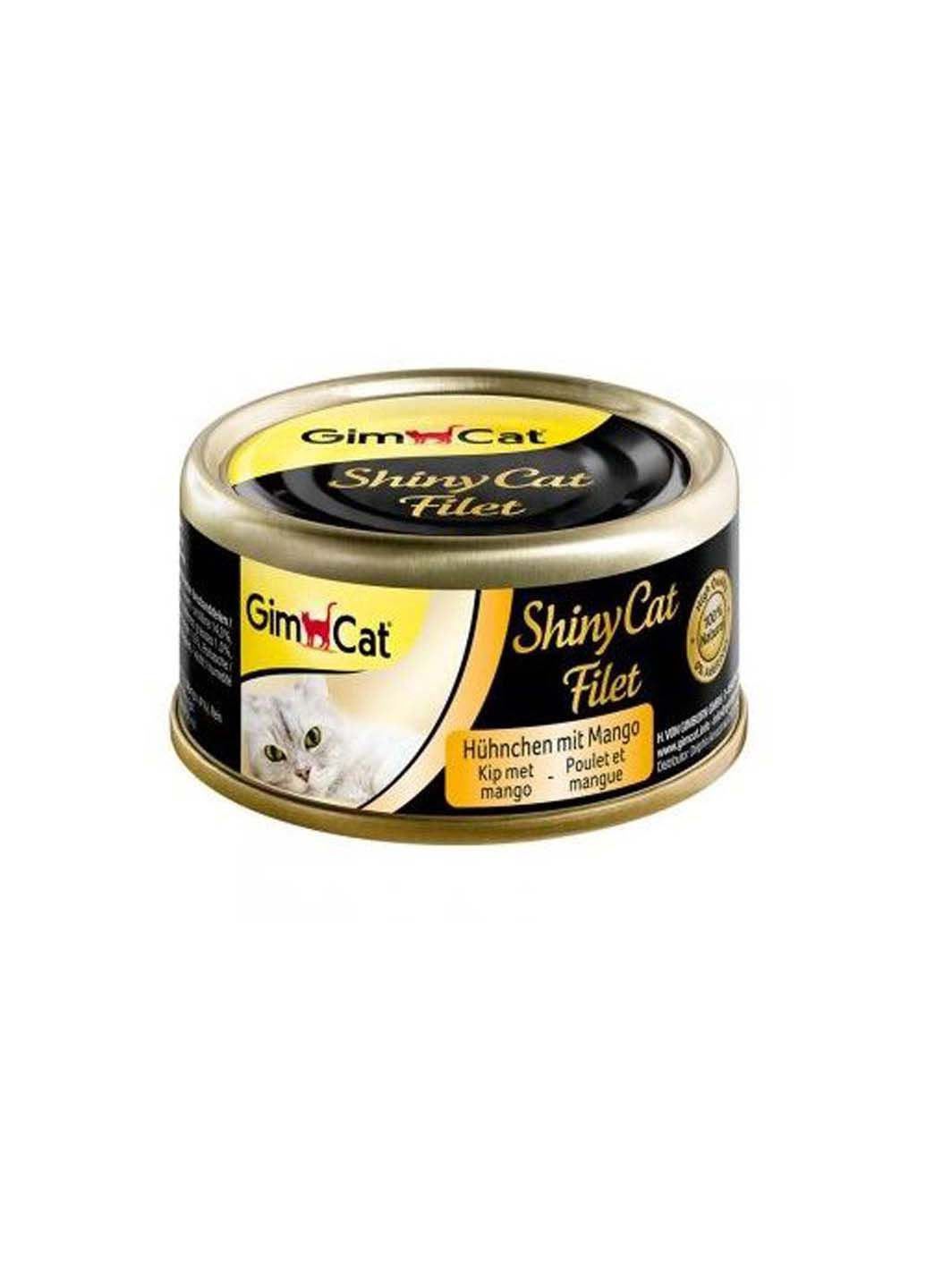 Вологий корм Shiny Cat для кішок з куркою та манго 70 г GimCat (286472823)