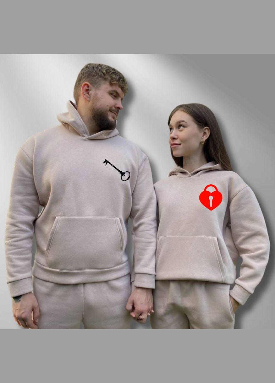 Парные худые с утепленными капюшоном, Таш, принт "Ключик от сердца" (1583) Hand Made (358896158)