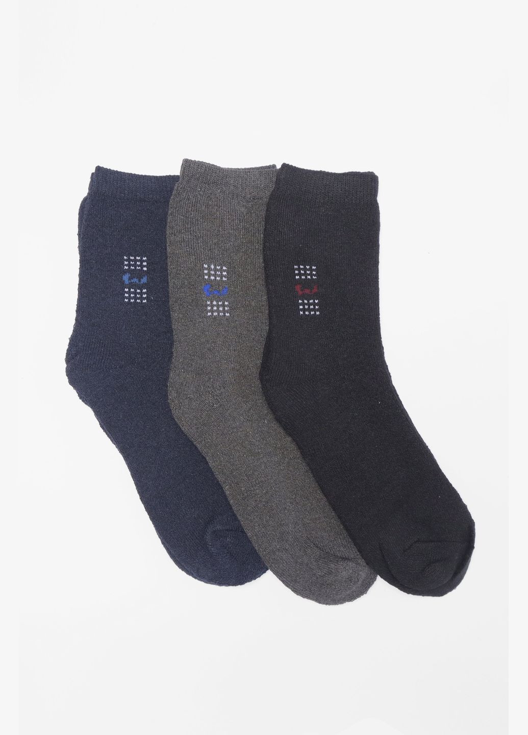 Комбіновані набір шкарпеток чоловічих махрових 3 штуки Let's Shop однотонні (304609799)