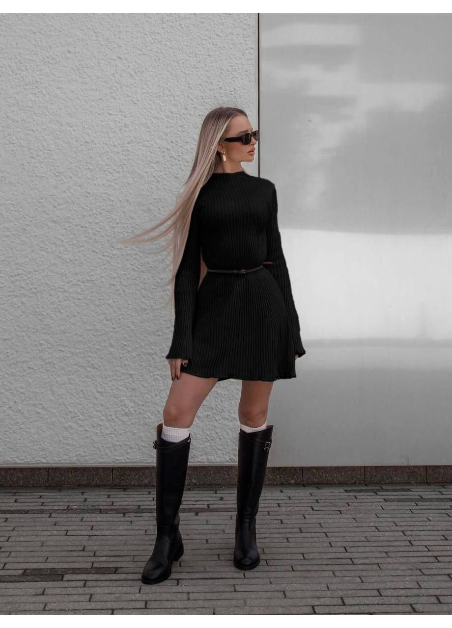 Чорна святковий, повсякденний, кежуал жіноча сукня з ангори сукня светр Avanti однотонна