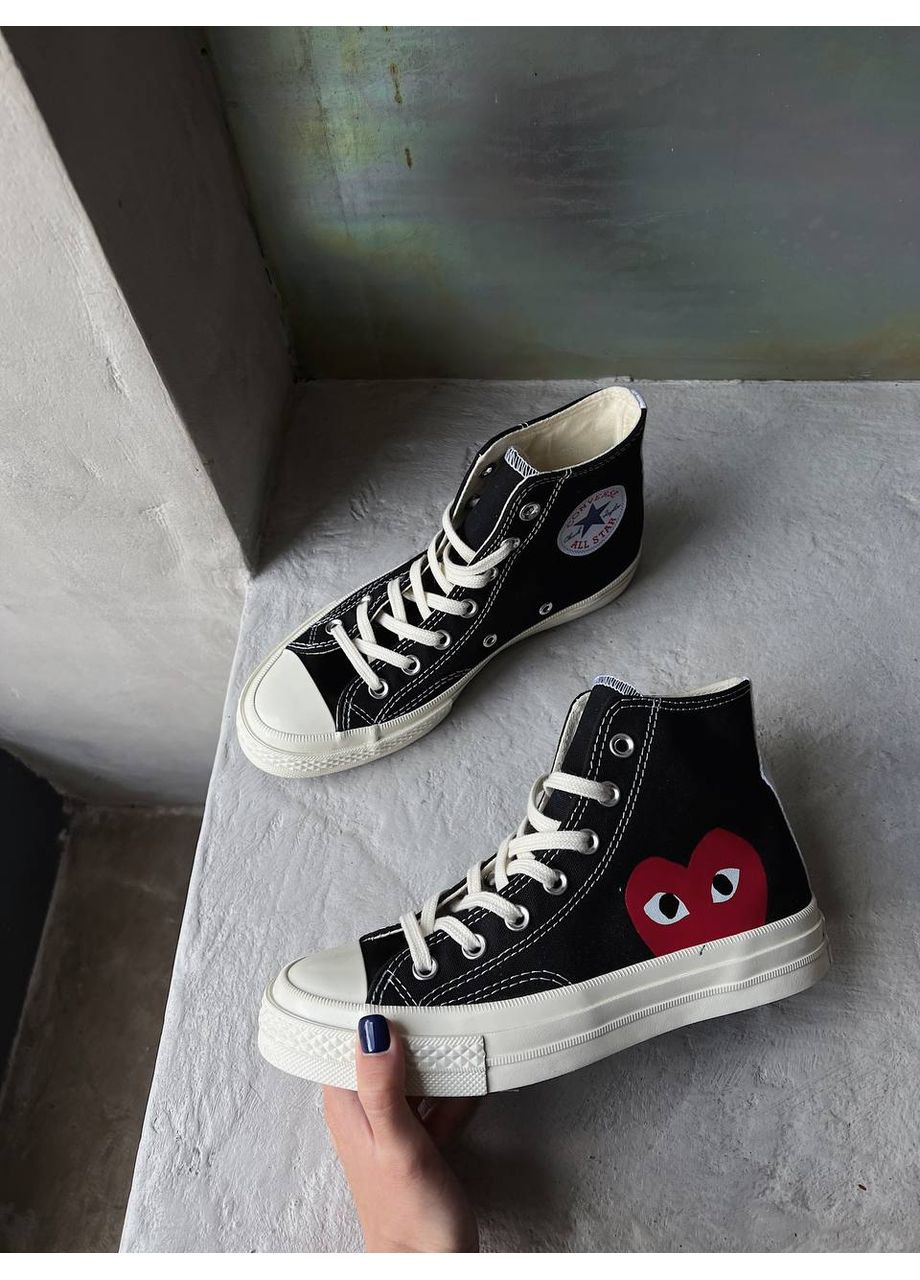 Белые демисезонные кеды мужские converse chuck taylor all star 70 hi comme des garcons play black a08791c конверс No Brand