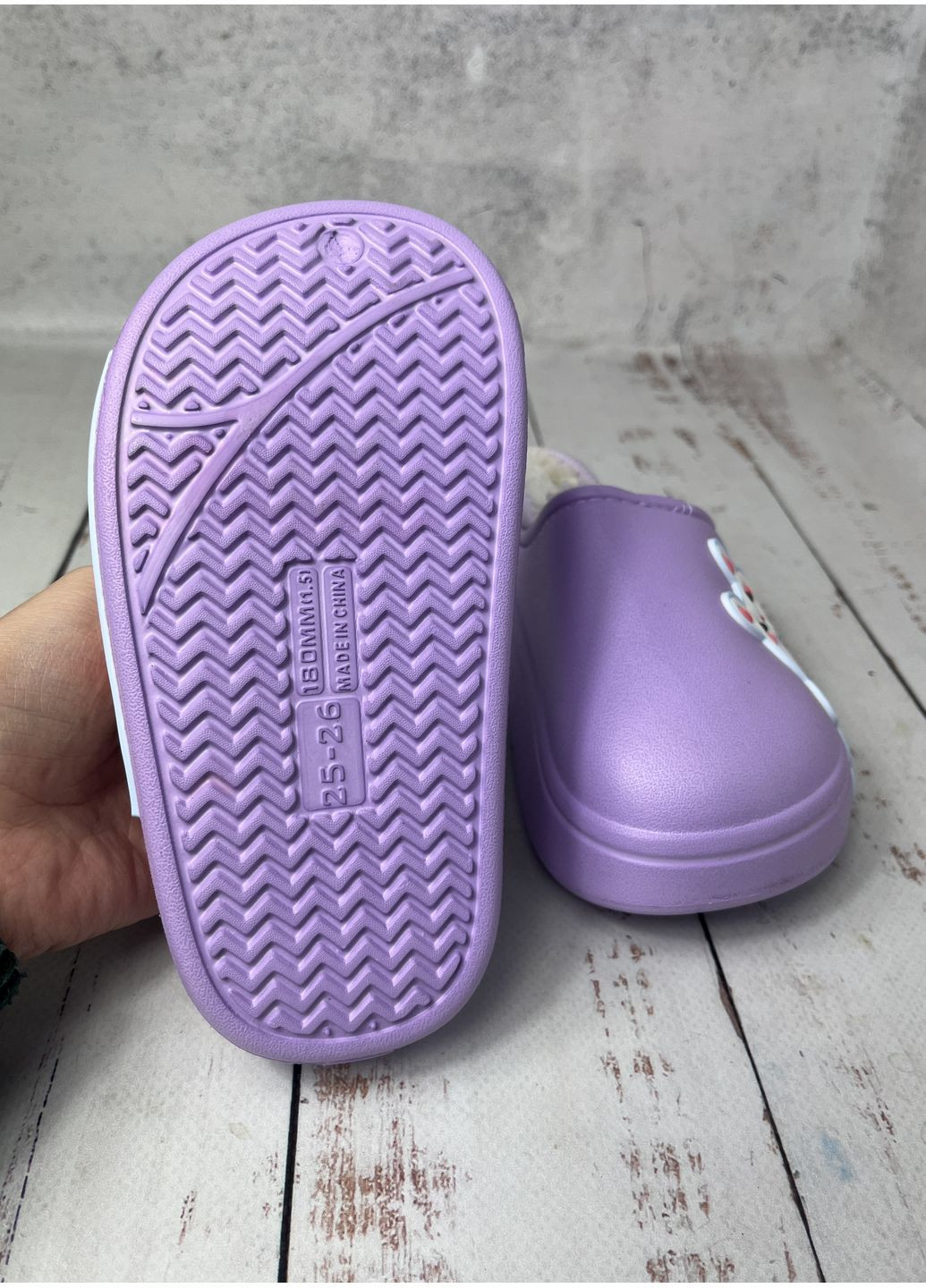 Фиолетовые тапочки галоши детские для девочки фиолетовый (1218-2) Deshman с аппликацией