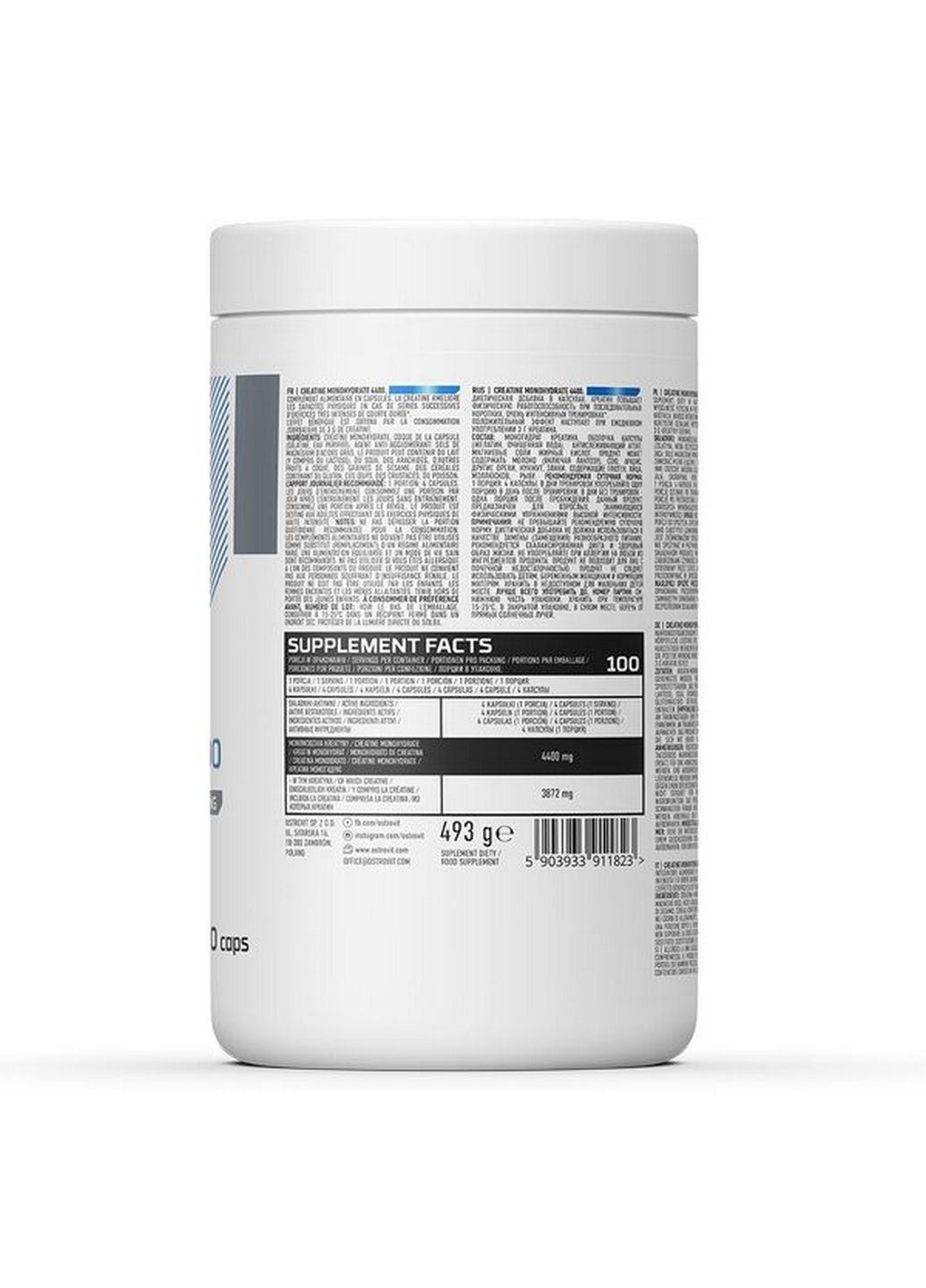 Креатин Creatine Monohydrate 4400, 400 капсул Ostrovit (293421733)