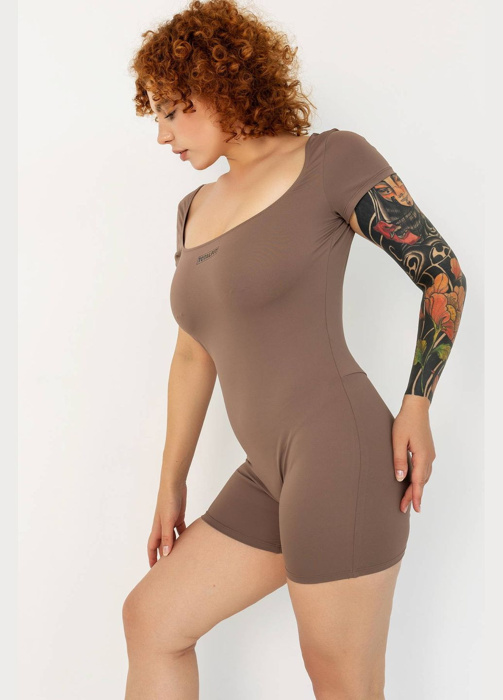 Комбінезон TOTALFIT комбінезон-шорти однотонний коричневий спортивний поліестер